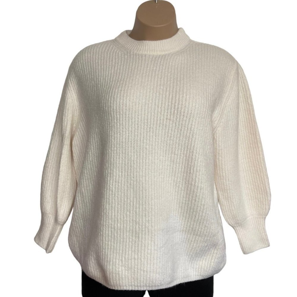 ASOS DESIGN Maternity Crew Neck Sweater US Size 12 Cream Stretch Fluffy Yarn